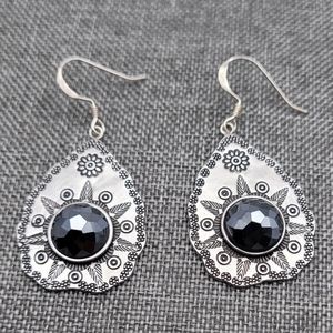 Vintage Hematite Drop Sterling Silver Earrings